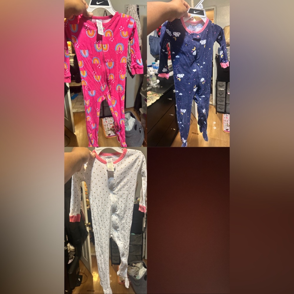 Carter's White and Pink Baby Onesie with Gold Dots